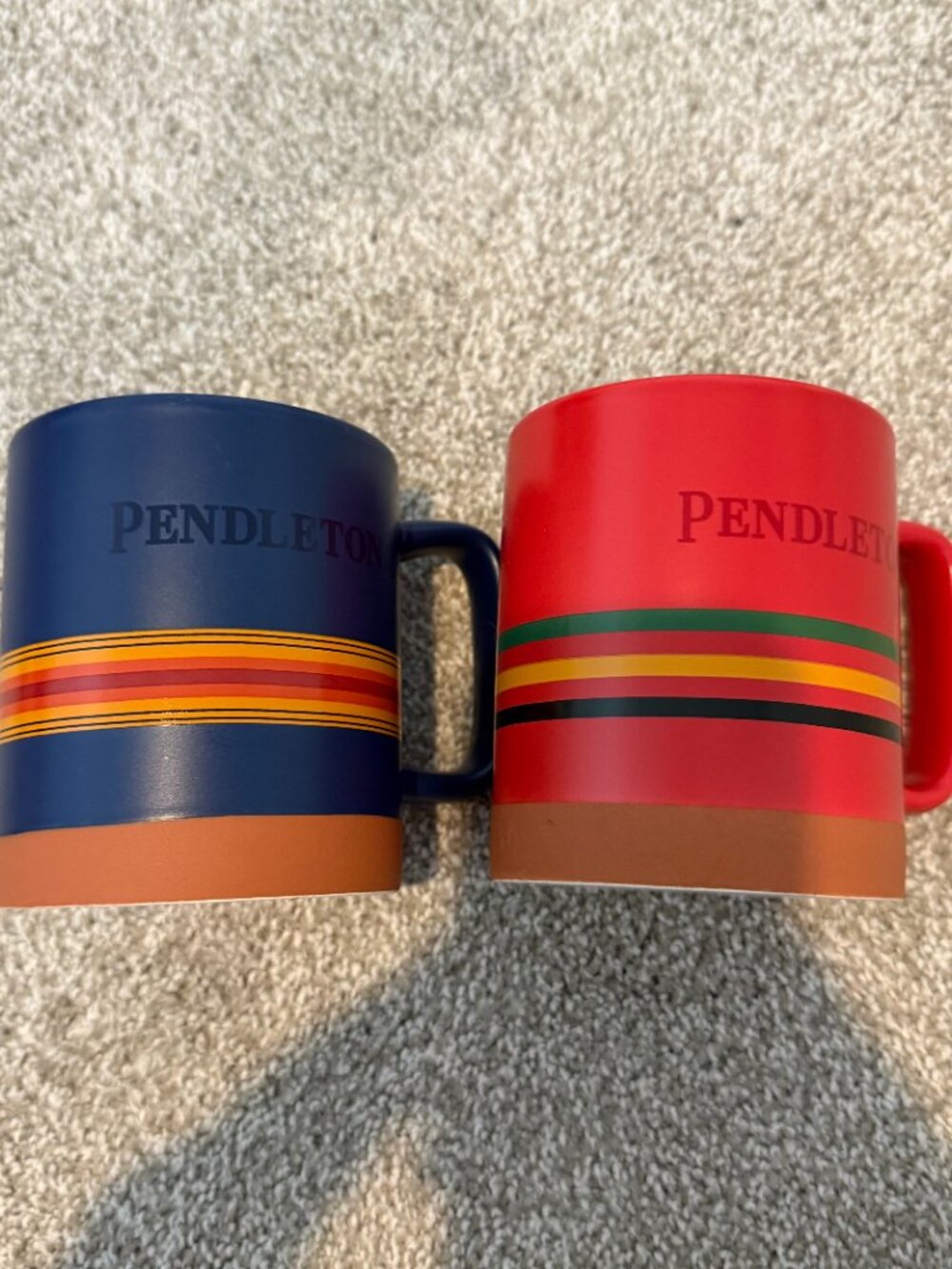Pendleton Coffee Mug Set Southwestern Stripe Blue Red Ceramic Western Cabin - Picture 3 of 5